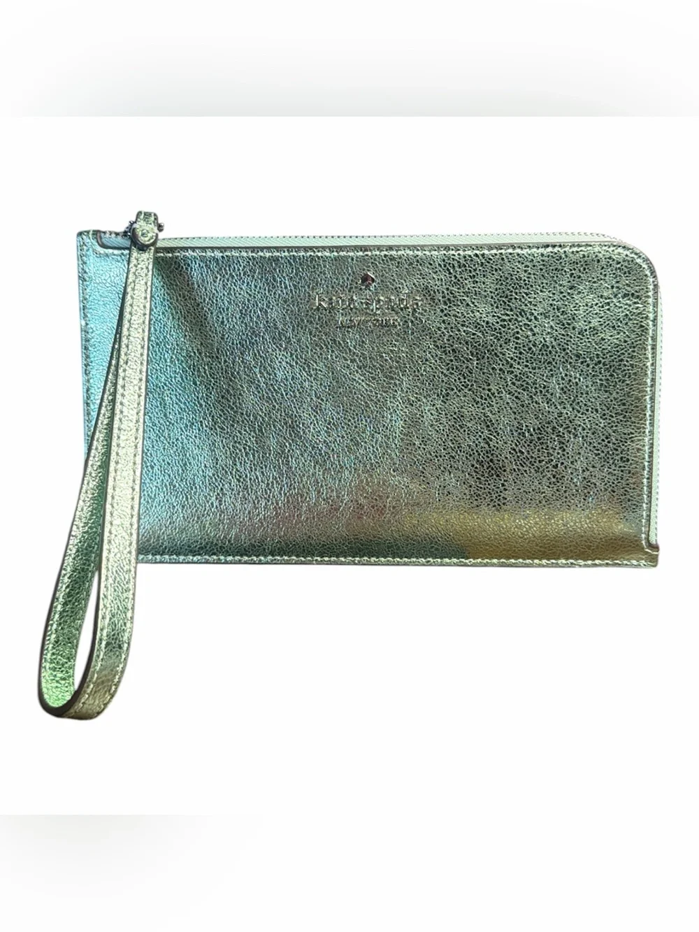 kate spade Metallic Mint Wristlet Clutch in Pale Green-Silver NWOT - Picture 2 of 5